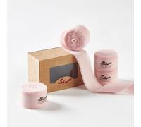 Pretty Jolly Light Pink Cotton Ribbon for Gift Wrapping Handmade Rustic Frayed Ribbon for Flower Bouquet 1 Inch x 20 Yd Fabric Ribbons for Craft Wedding Invitations Holiday Decor Hair Christmas Tree