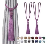Pretty Jolly Long Tassel Curtain Tiebacks, European-Style Braided Rope Knot | Stylish decorative holdbacks suit home & office window drapery, exquisite window accessory,2 Pack, Purple