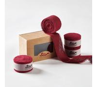 Pretty Jolly Maroon Cotton Ribbon for Gift Wrapping Handmade Rustic Frayed Ribbon for Flower Bouquet 1 Inch x 20 Yd Fabric Ribbons for Craft Wedding Invitations Holiday Decor Hair Christmas Tree