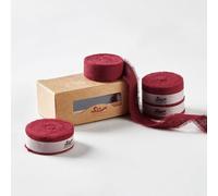 Pretty Jolly Maroon Cotton Ribbon for Gift Wrapping Handmade Rustic Frayed Ribbon for Flower Bouquet 5/8 Inch x 20 Yd Fabric Ribbons for Craft Wedding Invitations Holiday Decor Hair Christmas Tree