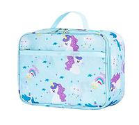 Pretty Jolly Mini Kids Lunch Box, Insulated Reusable Lunch Bag for Girls & Boys, Thermal Meal Container Tote with Waterproof Liner, Hot or Cold Snacks Lunchbox for School,Work,Picnic (Unicorn Blue)