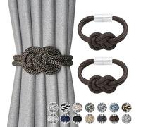 Pretty Jolly mini magnetic tiebacks, nordic hand-weave rope-knot holdbacks | Mini nordic magnetic tiebacks, hand-weave rope-knot holdbacks for home & office, 2 pack ,Coffee