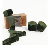 Pretty Jolly Olive Green Velvet Ribbon for Gift Wrapping 2 Inch Handmade Frayed Vintage Velvet Ribbon for Christmas Tree Fringe Ribbons for Crafts Flower Bouquet Wreaths Home Decor Hair Bow 6 Yds