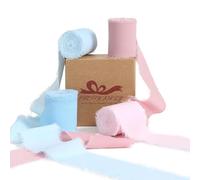 Pretty Jolly Pink Blue Chiffon Ribbon for Gift Wrapping 2 Inch 20Yd Wedding Car Ribbons Handmade Fringe Silk Ribbon for Cake Flower Bouquet Wedding Invitations DIY Crafts and Hair Bow