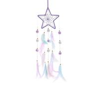 Pretty Jolly Purple Star Kids Dream Catcher Wall Decor PomPom Feather Baby Dreamcatcher Handmade Children Dream Catcher Home Décor Wall Hanging for Nursery Bedroom Boys Girls Birthday Gift-25.6in