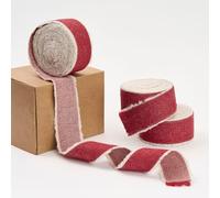 Pretty Jolly Red Denim Ribbon for Gift Wrapping Handmade Rustic Frayed Cotton Fabric Ribbon for Flower Bouquet Total 15 Yards 1 Inch Ribbons for Crafts Hair Wedding Invitation Holiday Decor