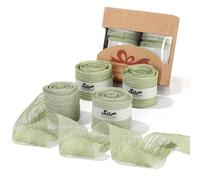 Pretty Jolly Sage Green Silk/Polyester Blend Crinkle Chiffon Ribbon for Wedding, Easter, Bouquet, Invitations, Crafts, Hair, Decor, 1.5 Inch x 36 Inch, 4 Rolls of 12 Yards Each