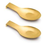 Pretty Jolly Stainless Steel Gold Spoon Rest for Kitchen Counter Cooking Utensil Rest Spoon Ladle Holder for Stove Top Rust Resistant Large Size Spatula Rest Dishwasher Safe 9.61 x 3.74 Inch(2PCS)