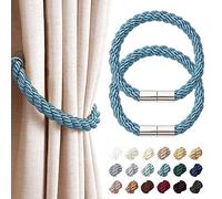 Pretty Jolly Strong Magnetic Curtain Tiebacks, Modern Simple Weave Rope, Convenient Decorative Design, Fits Thin & Thick Drapery, Ideal for Home & Office Window Coverings, 2 Pack, Teal