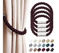 Pretty Jolly Strong Magnetic Curtain Tiebacks, Modern Simple Weave Rope, Convenient Decorative Design, Fits Thin & Thick Drapery, Ideal for Home & Office Window Coverings, 4 Pack, Dull Purple