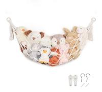 Pretty Jolly Stuffed Animal Hammock Moon Shaped | Hanging Organizer,Easy Install,Plush Holder for Kids Room,Nursery Decor,for Girls Boys Gift, Cream