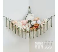 Pretty Jolly Stuffed Animal Storage Hammock with Wooden Beads and Tassels