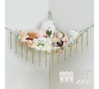 Pretty Jolly Stuffed Animal Storage Hammock with Wooden Beads and Tassels