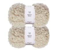Pretty Jolly Teddy Fur Yarn - Super Soft, Chunky, Fluffy Faux Fur - Total Length 2×50m (100g×2) - Beige
