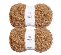 Pretty Jolly Teddy Fur Yarn - Super Soft, Chunky, Fluffy Faux Fur - Total Length 2×50m (100g×2) - Khaki