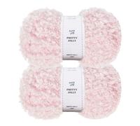 Pretty Jolly Teddy Fur Yarn - Super Soft, Chunky, Fluffy Faux Fur - Total Length 2×50m (100g×2) - Light Pink