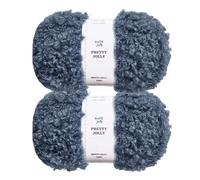 Pretty Jolly Teddy Fur Yarn - Super Soft, Chunky, Fluffy Faux Fur - Total Length 2×50m (100g×2) - Misty Blue