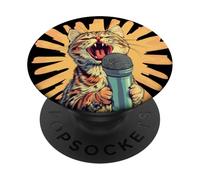 Pretty Karaoke Cat Outfit PopSockets Adhesive PopGrip