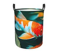 Pretty Koi Fish Circular single-layer laundry basket, fit for multi-functional storage in dormitories/bedrooms