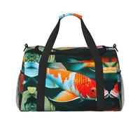Pretty Koi Fish Hand Travel Bag - Large Reusable Shopping Tote Bag, Perfect for Outdoor Activities, Sports, Camping & Groceries, Black, One Size