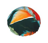 Pretty Koi Fish Print Elastic And Reusable Hair Bath Caps Double Waterproof Layers Bathing Hat