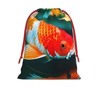 Pretty Koi Fish Print Gift Reusable Drawstring Bag Holiday Party Decor Daily Storage Celebrations Pouch