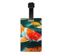 Pretty Koi Fish Print Luggage Tags Suitcases Waterproof Labels Set for Daily Use Cruise Ships Air Travel