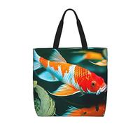 Pretty Koi Fish Print Tote Bag Large Women Casual Shoulder Bag Handbag For Outdoors Holiday Weekender Travel Gifts