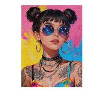 Pretty Lady Portrait Jigsaw Puzzle 500 Pieces Puzzles for Adults,Beautiful Hippie Woman Jigsaw Puzzles for Challenging Family Activity Games DIY Puzzle for Home Wall Decor- 20.5 X 15 Inches