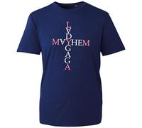 Pretty Lady Punk Gaga T-Shirt, Famous American Pop Musican Singer Cross Style Name Design Mayhem World Tour Logo Graphic Shirt, Gift Unisex Tee Top (Navy, L Years)
