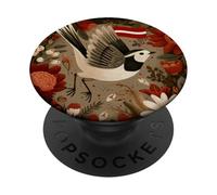 Pretty Latvian white Wagtail Bird Costume for Latvia Lovers PopSockets Adhesive PopGrip