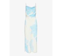 Pretty Lavish Womens Blue Cream Floral Keisha Floral-print Woven Chiffon Dress 14