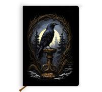 Pretty Leather Lined Journal Vintage Macabre Gothic Raven 200 Pages A5 Ruled Journaling Notebooks, Witchy Journal Notebook, Witch Stuff, Gothic Office Supplies, Halloween Notebook(5.8 x 8.3)