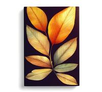 Pretty Leaves Art No.3 Canvas Print | Gallery Wrapped 30mm Frame Wall Art | 30x20 inches | Ready to Hang | Modern Floral Picture | Living Room Bedroom Lounge Office