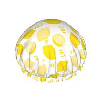 Pretty Lemon Yellow Reusable Elastic Bath Waterproof Shower Cap For Womens, Caps For Girls Spa Home Use,Hotel And Hair Salon