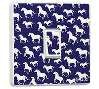 Pretty Light Switch Decoration Stickers - Flower, Animal, Nature, Sport Designs - Generic Single - by stika.co(Horses on Blue)