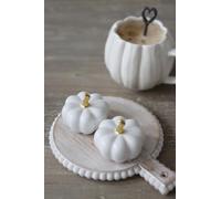 Pretty Little Home Ceramic Pumpkin White/Gold - Small 2PC