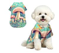 Pretty little mushrooms Breathable Hawaiian Dog Shirt Summer Button Up Top for Small Medium Dogs L