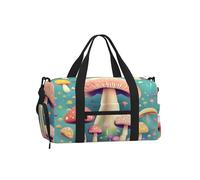 Pretty Little Mushrooms Duffel Bag with Shoe Compartment - Lightweight Water-Resistant Holdall Gym Bag with Built-in Wet and Dry Separation Pouch