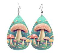 Pretty little mushrooms Leather earrings, teardrop-shaped pendant jewelry, versatile and stylish women's accessories.