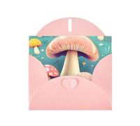 Pretty little mushrooms Print Shimmer Blank Greeting Cards with Envelopes, Elegant DIY Invitations,Thank You Notes