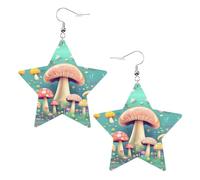 Pretty little mushrooms Prints Leather Star-Shaped Earrings Lightweight And Stylish Accessories For Parties Dances And Everyday Life.