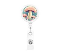 Pretty Little Mushrooms Retractable Badge Holder is Durable Sturdy Comes with A Lanyard for Office Hospital Staff Wearing