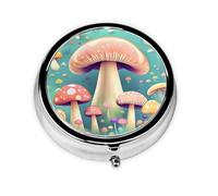 Pretty Little Mushrooms Round Pill boxï¼ŒPill Boxï¼Œ Portable On-The-Go Pocket Pharmacy,