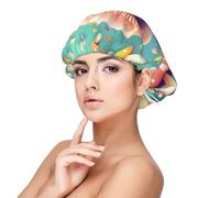 Pretty little mushrooms Women's Satin Sleep Bonnet Shower Caps, Silky Night Cap Hair Bonnet, Elastic Slouchy Bed Hat