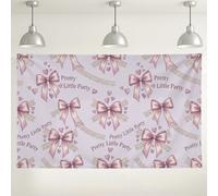 Pretty Little Party Backdrop, Peach Bow Patterned Decorative Background for Events, Elegant Indoor/Outdoor Photography Booth Supplies, Birthday Celebration, Party Decor 71x43 Inch