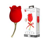 Pretty Love Rose Lover - Tongue 2in1 Clitoral Vibrator (Red)