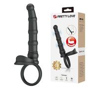 PRETTY LOVE - TATUM RING VIBRATOR WITH PLUG 10 VIBRATIONS BLACK