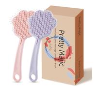 Pretty Majic Multi-Functional Skeleton Comb: Styling+Scalp Massage, Master Any Hairstyle，Vented Detangling Hair Brush，2025 Curly Hair Brush，Dry and Wet, Quick Smoothing，Cat-claw shaped (pink)