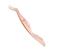 Pretty memory Eyelash Applicator Tool Stainless Steel Lash Tweezers Curved Eyelash Tweezers for Easy Lash Application and Removal, Rose Gold